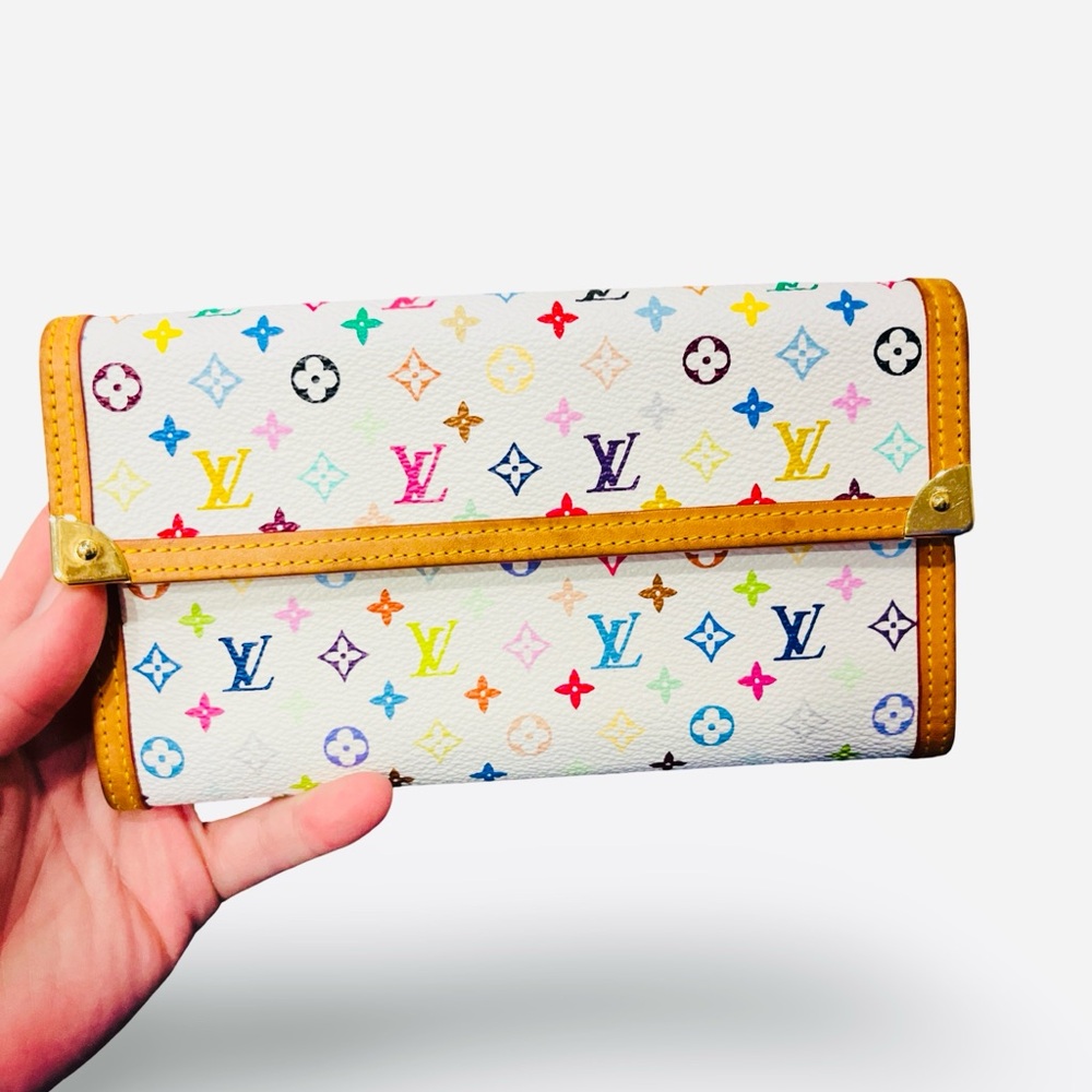 Vintage Louis Vuitton White Multicolor Monogram Clutch
